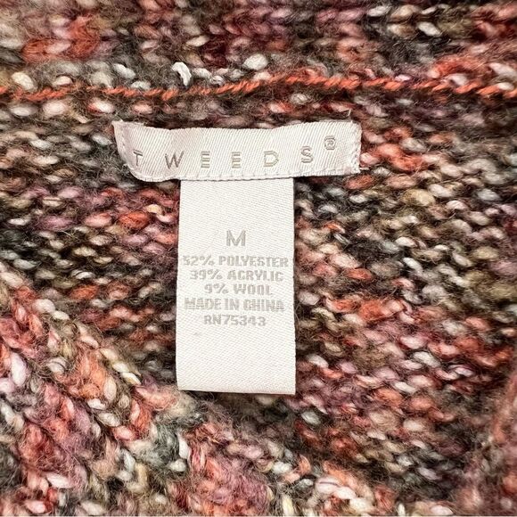 Vintage TWEEDS Marled Cowl Neck One Button Cardigan 3/4 sleeves - Picture 7 of 8